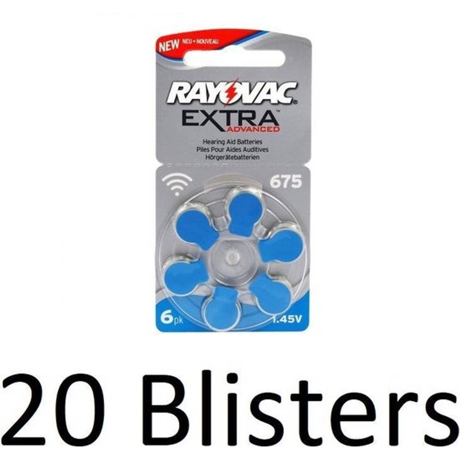 RAYOVAC 120 Stuks (20 Blister A 6st) 675 Extra Advanced Gehoorapparaat Batterijen - Blauw