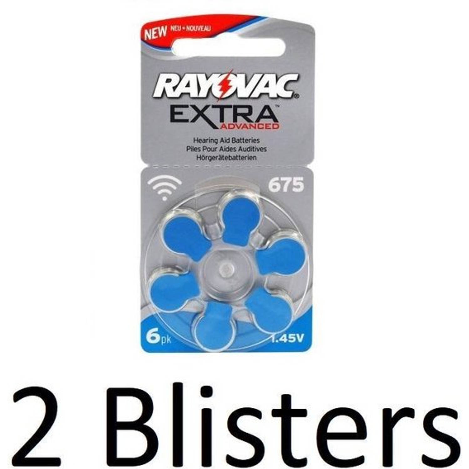 RAYOVAC 12 Stuks (2 Blister A 6st) 675 Extra Advanced Gehoorapparaat Batterijen - Blauw