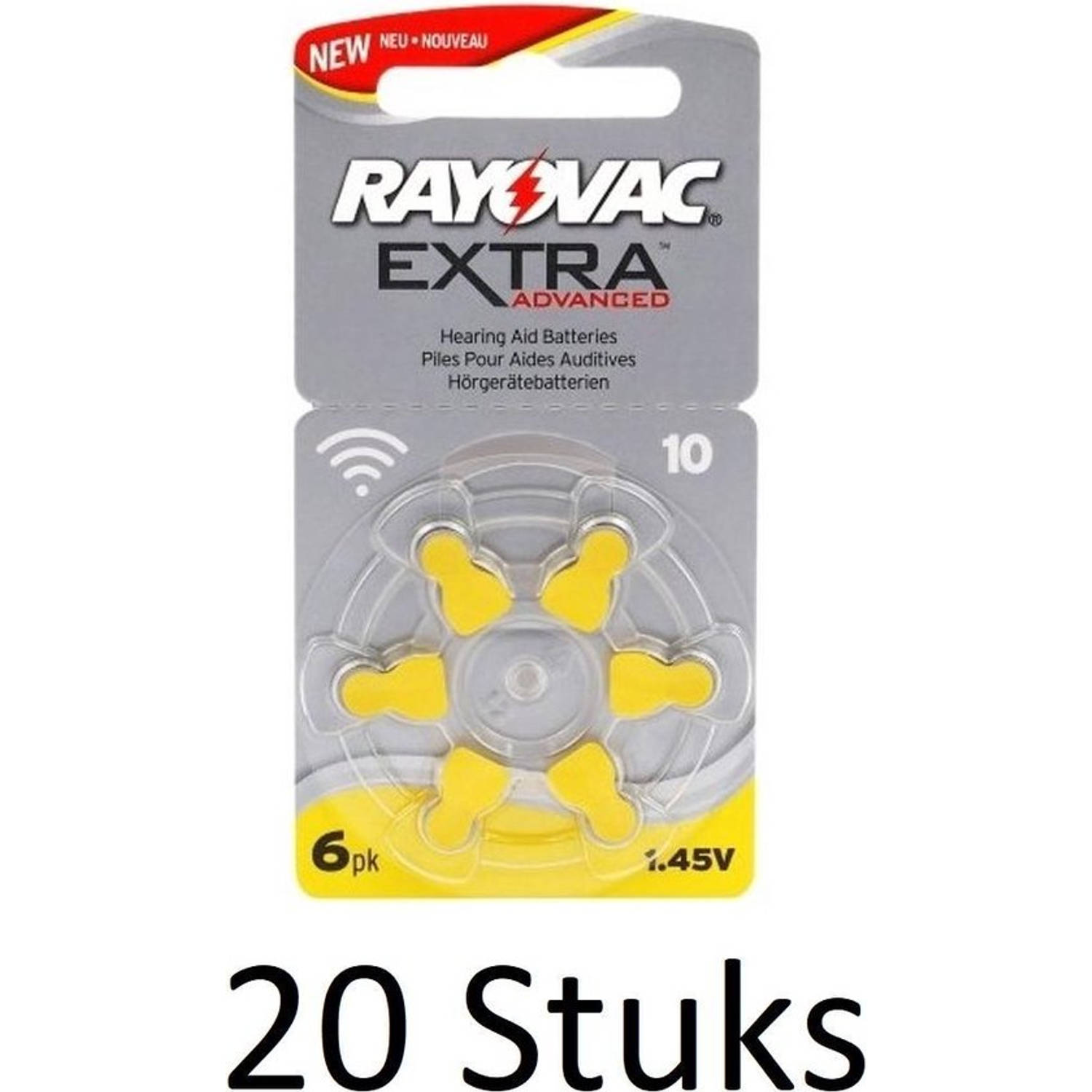 RAYOVAC 120 Stuks (20 Blisters A 6st) - Extra Advanced 10mf Hg 0% Gehoorapparaat Batterijen 1.45v