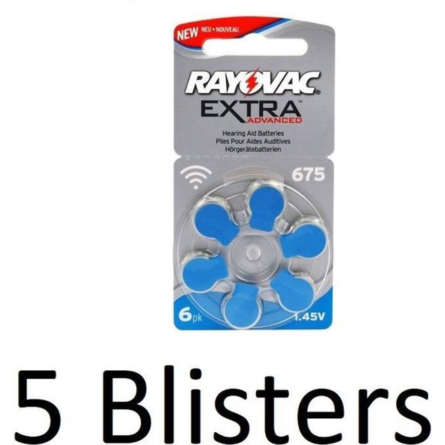 RAYOVAC 30 Stuks (5 Blister A 6st) 675 Extra Advanced Gehoorapparaat Batterijen - Blauw