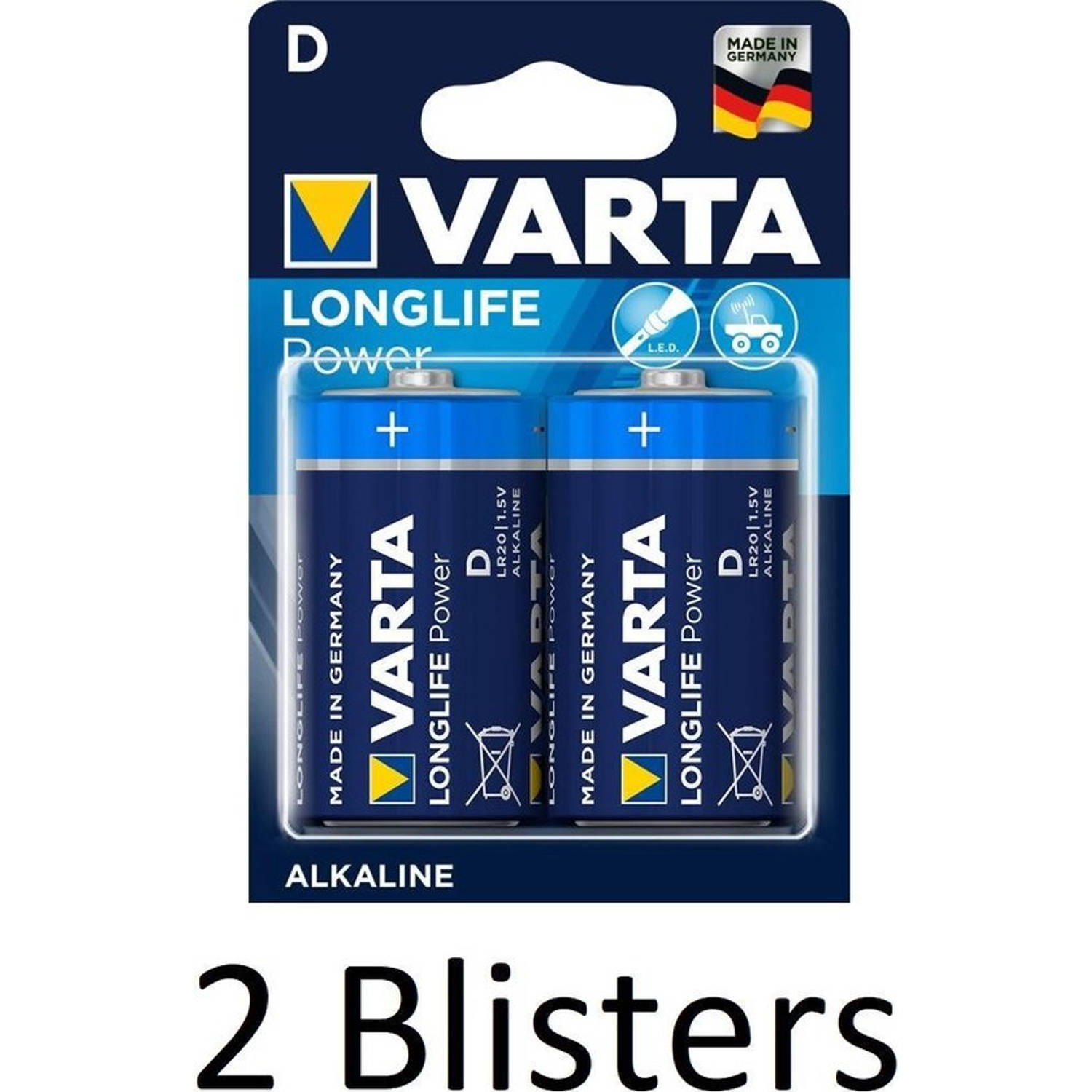 Varta 4 Stuks (2 Blisters A 2 St) Longlife Power D Batterijen