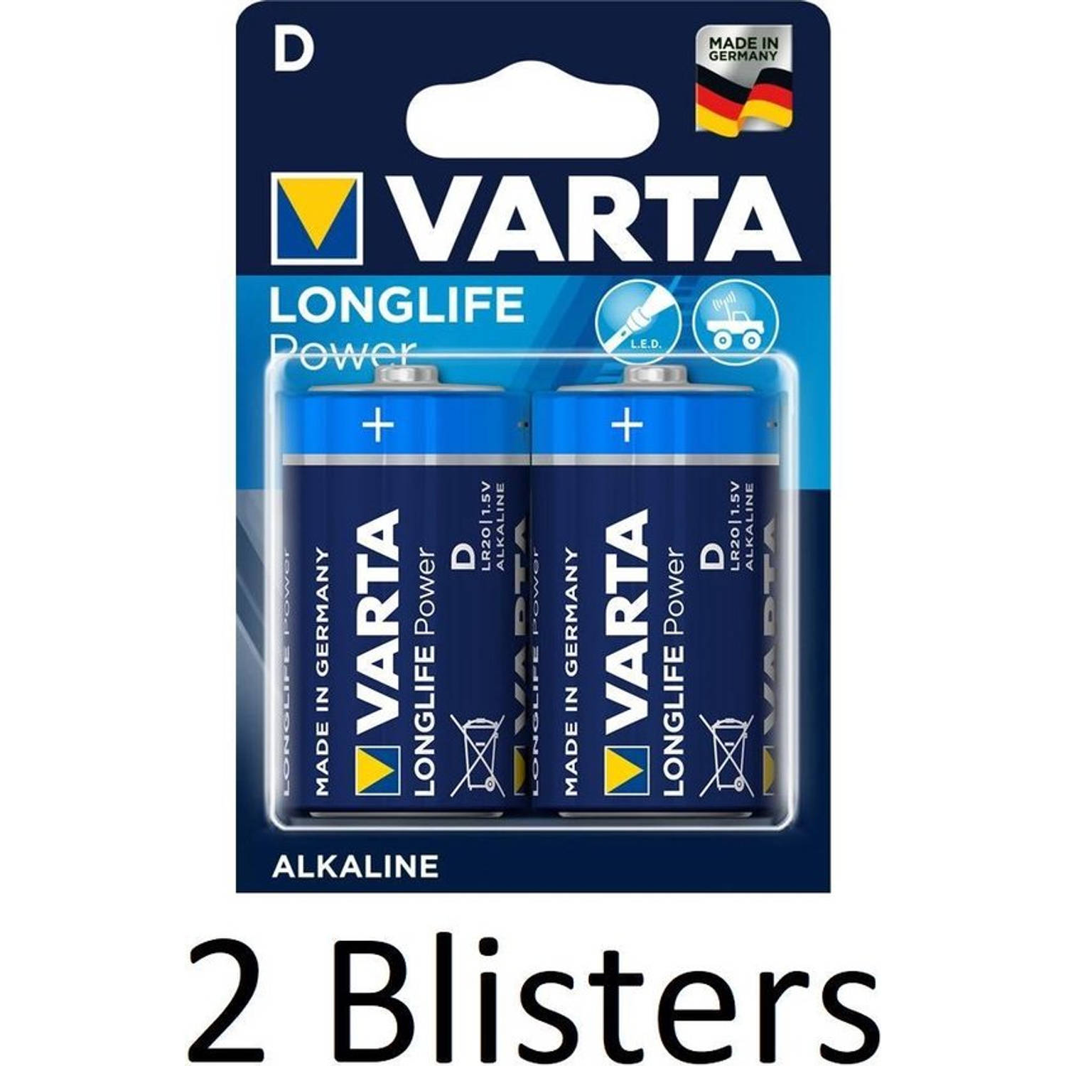 Varta 4 Stuks (2 Blisters A 2 St) Longlife Power D Batterijen