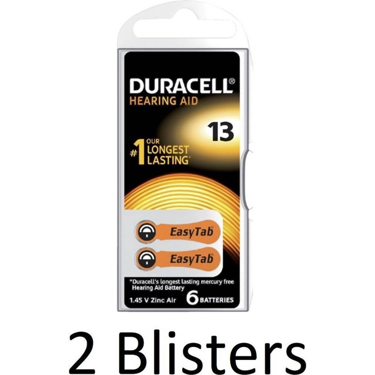 Duracell 12 Stuks (2 Blisters A 6 St) Batterij Da13 Hearing Aid