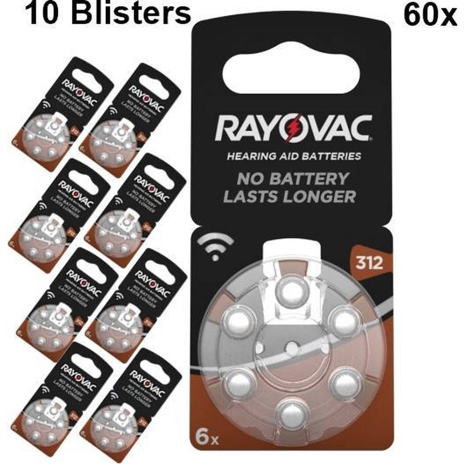 RAYOVAC 60 Stuks - Acoustic Ha312/312/pr41/zl3 180mah 1.4v Gehoorapparaat Batterij