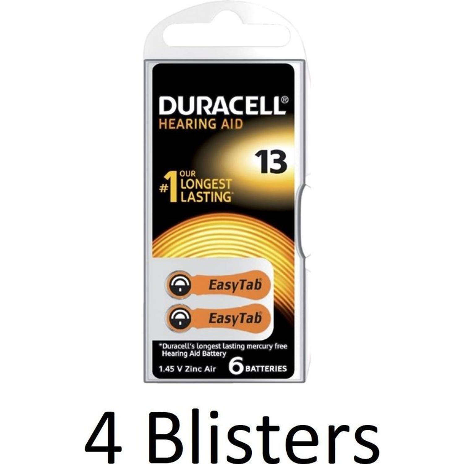Duracell 24 Stuks (4 Blisters A 6 St) Batterij Da13 Hearing Aid