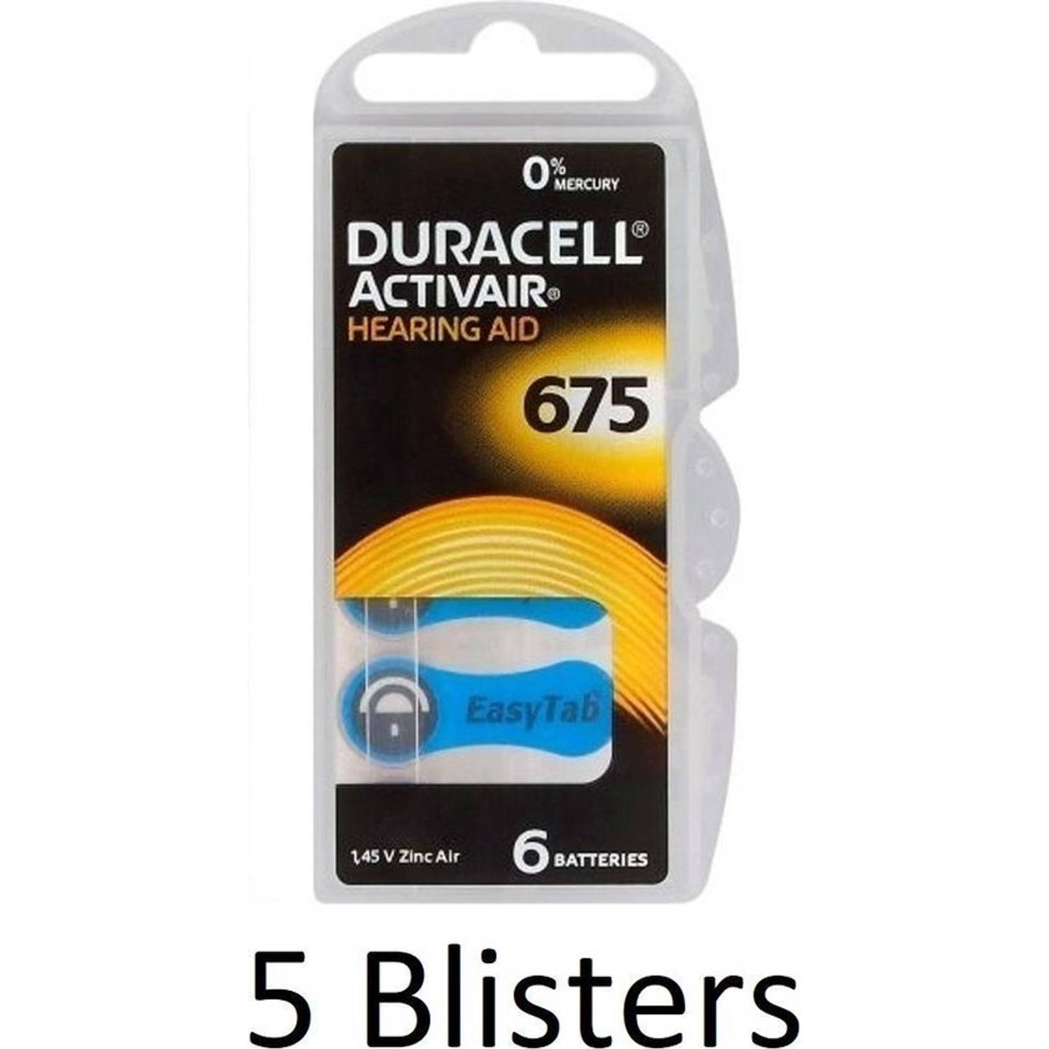 Duracell 30 Stuks (5 Blisters A 6 St) Da675 Hoorapparaat Batterij - Blauw