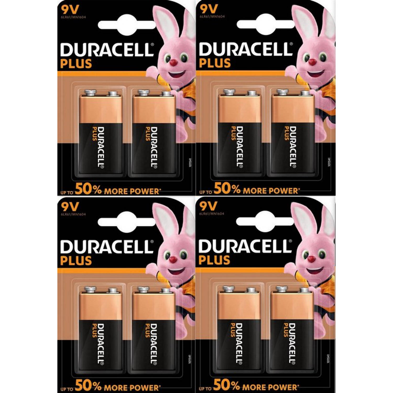 Duracell Plus Power 9v Alkaline Batterij - 8 Stuk (8 Blisters A 1 St)