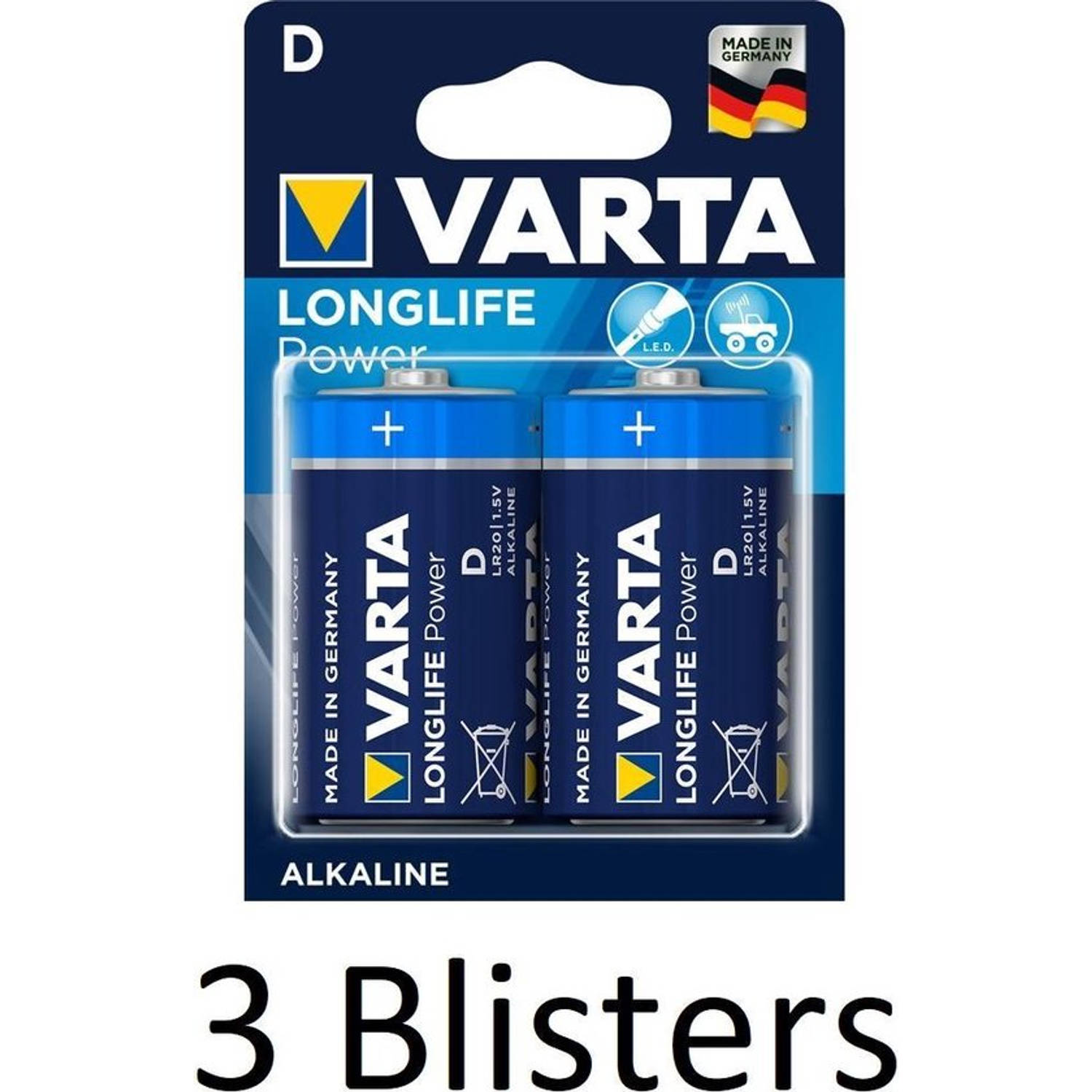 Varta 6 Stuks (3 Blisters A 2 St) Longlife Power D Batterijen