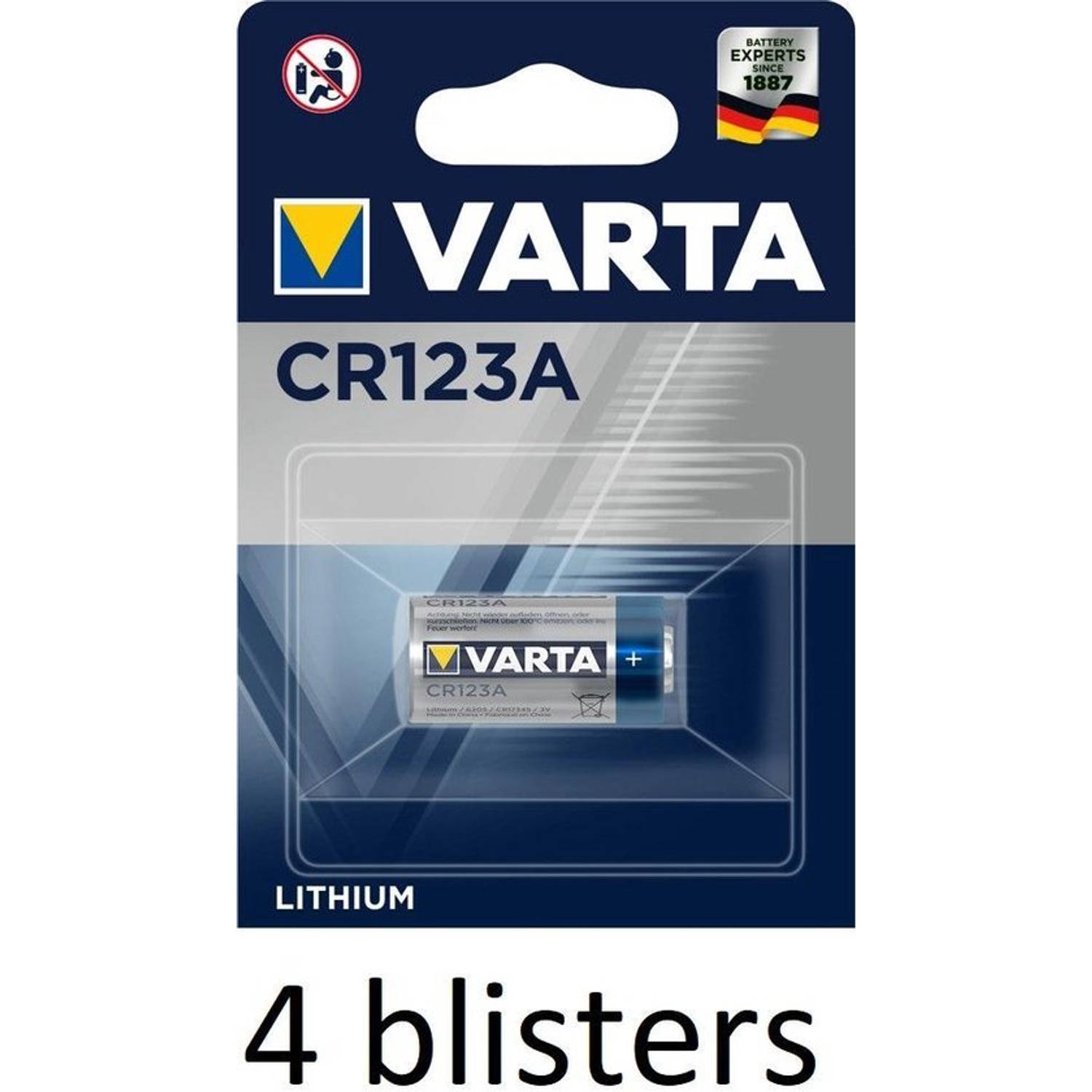 Varta 4 Stuks (4 Blisters A 1 St) Cr123a Wegwerpbatterij Lithium