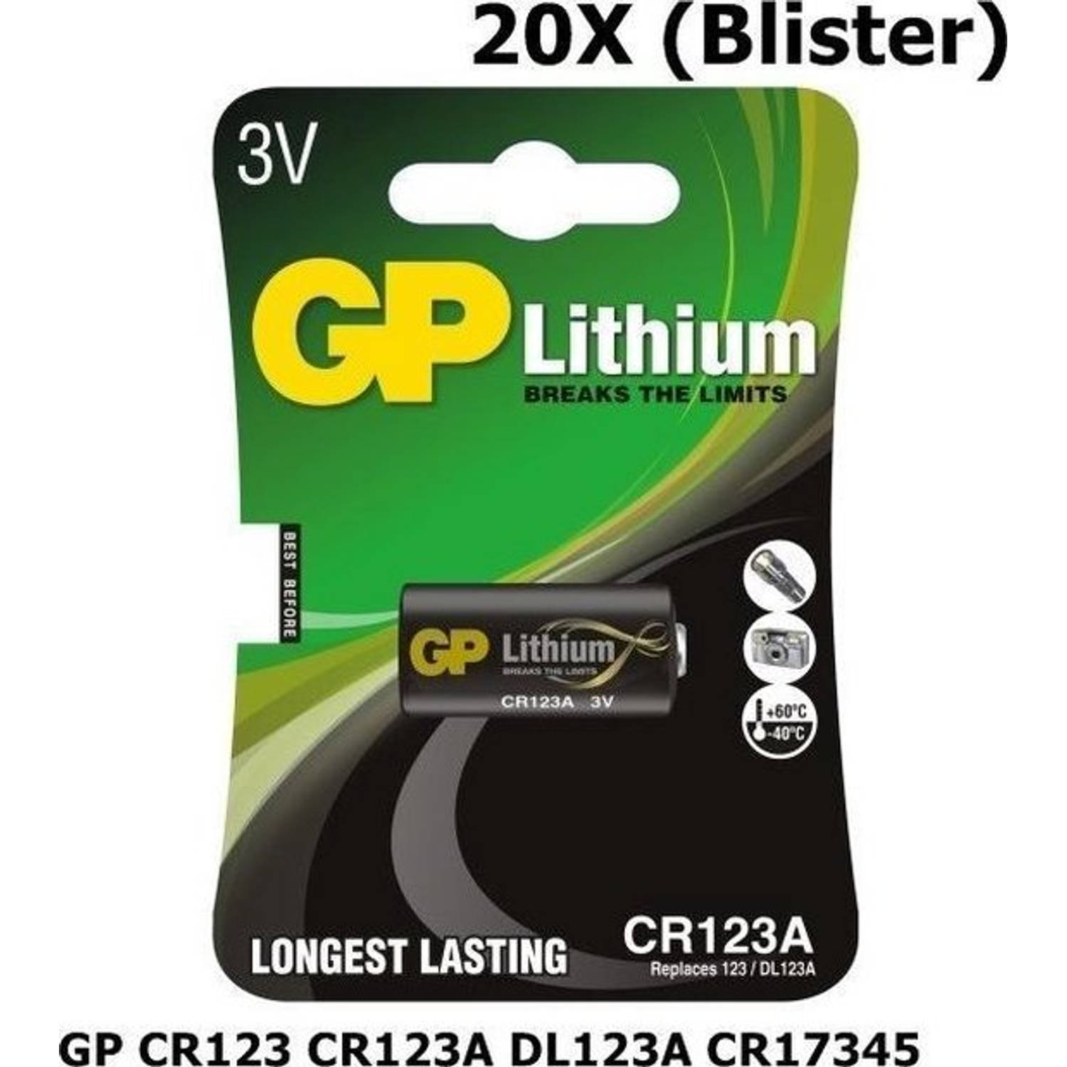 GP 20 Stuks - Cr123 Cr123a Dl123a Cr17345 Lithium Batterij