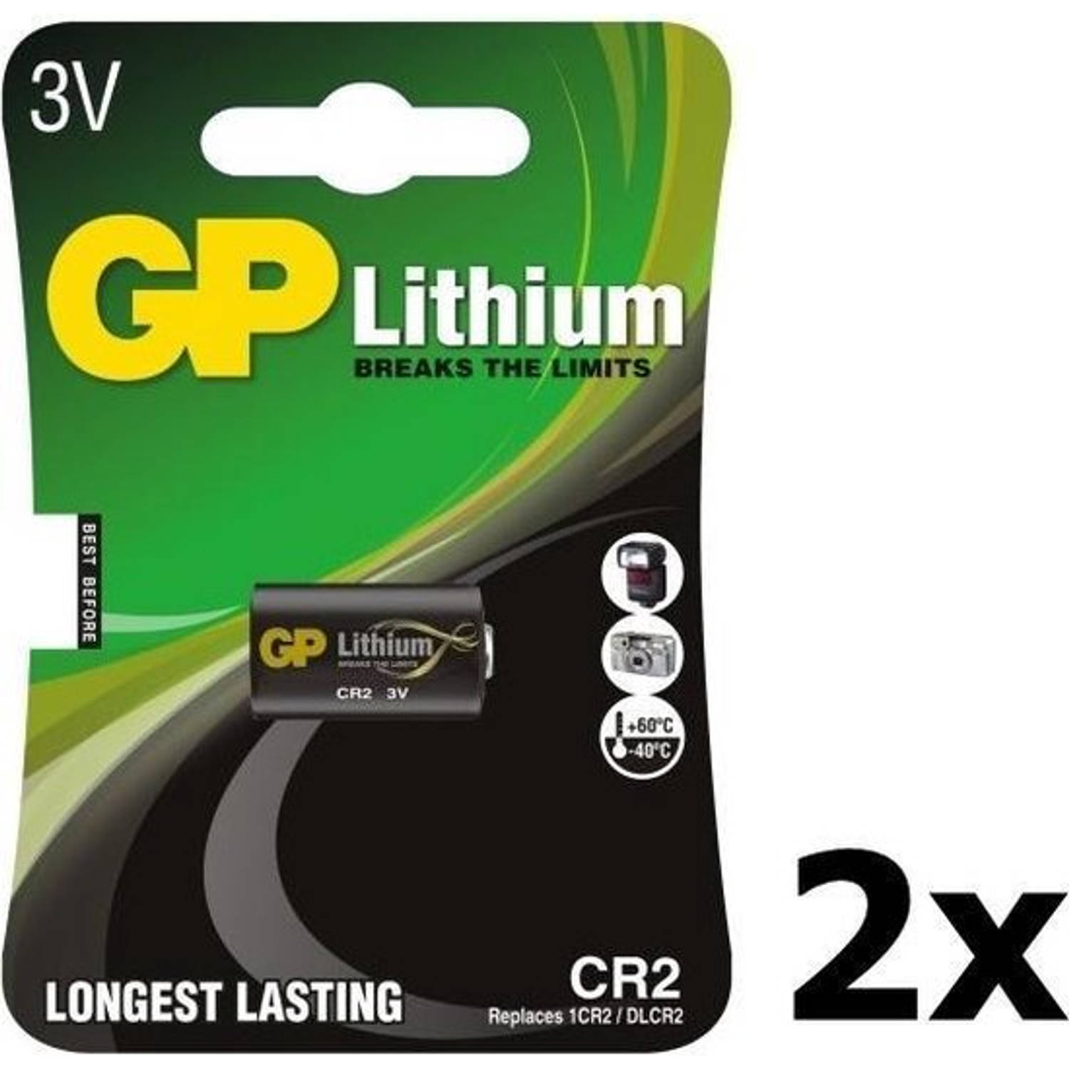 GP 2 Stuks - Cr2 Dlcr2 El1cr2 Cr15h270 Lithium Batterij