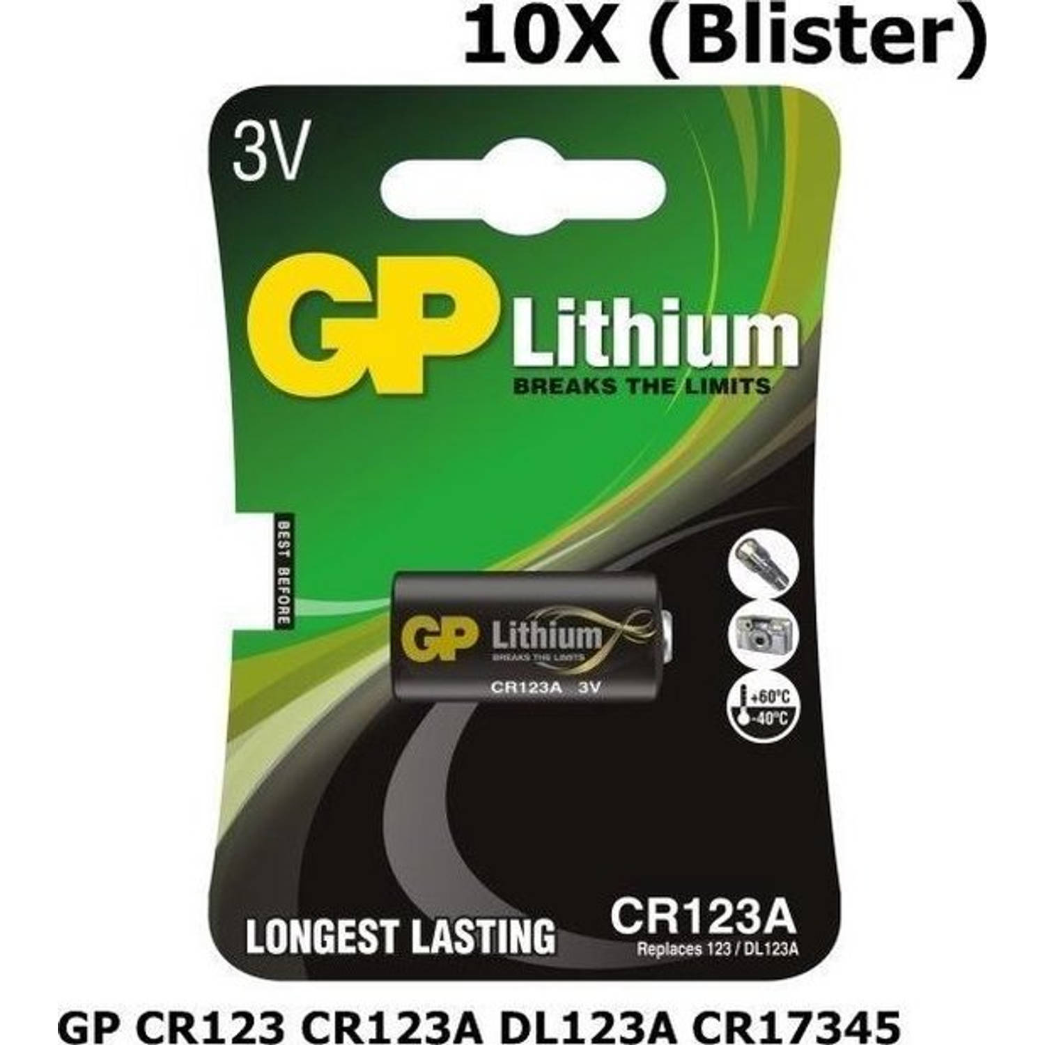 GP 10 Stuks - Cr123 Cr123a Dl123a Cr17345 Lithium Batterij