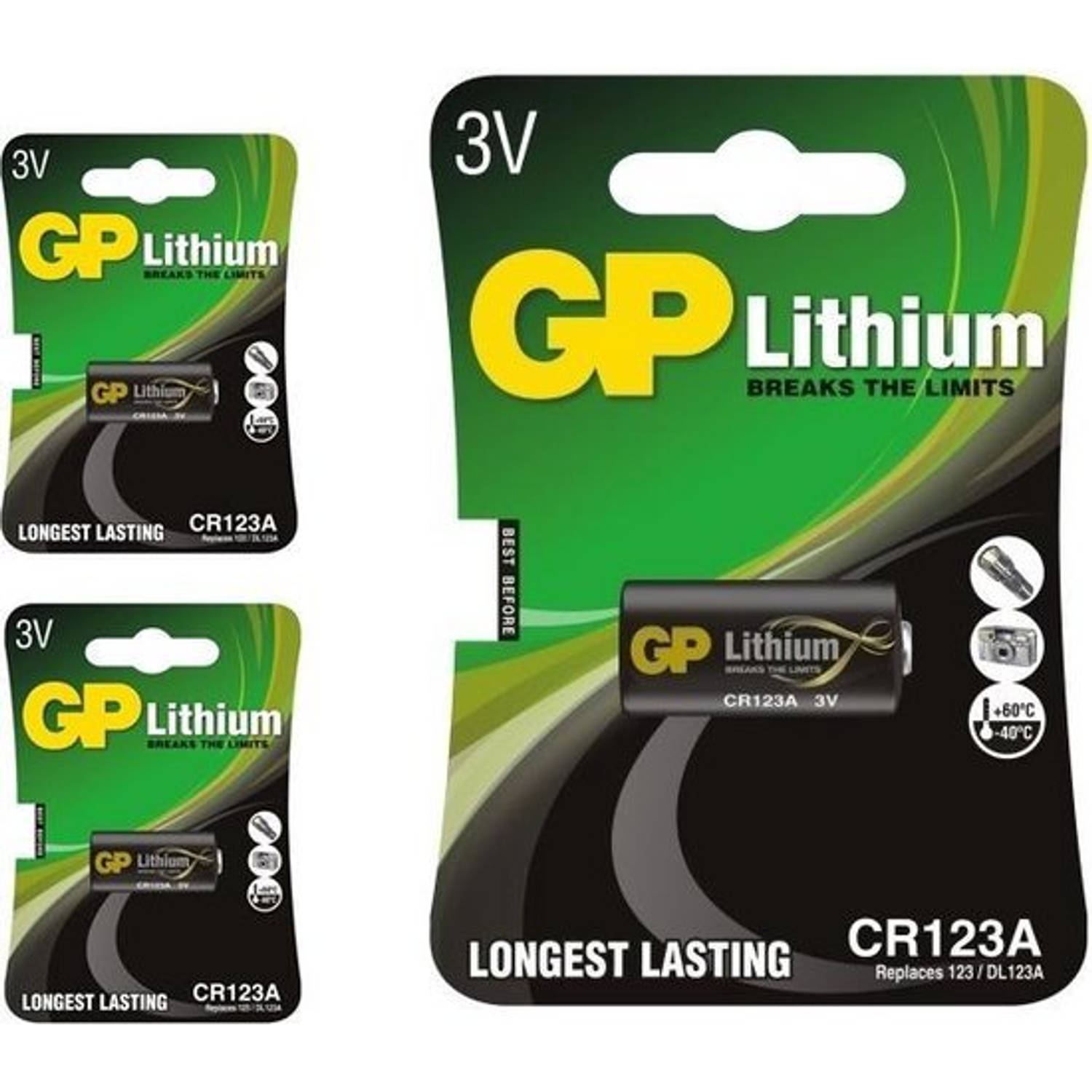 GP 3 Stuks - Cr123 Cr123a Dl123a Cr17345 Lithium Batterij