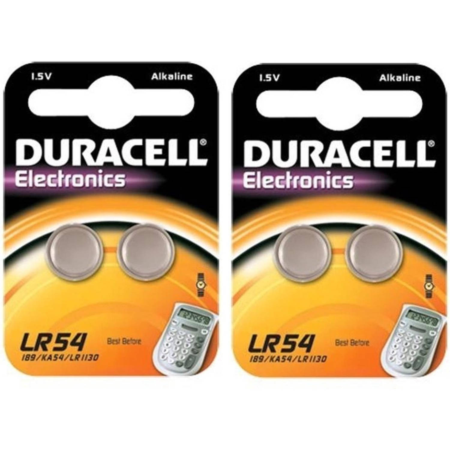 Duracell 4 Stuks (2 Blisters A 2st) - G10 / Lr54 / 189 / Ag10 Alkaline Knoopcel Batterij