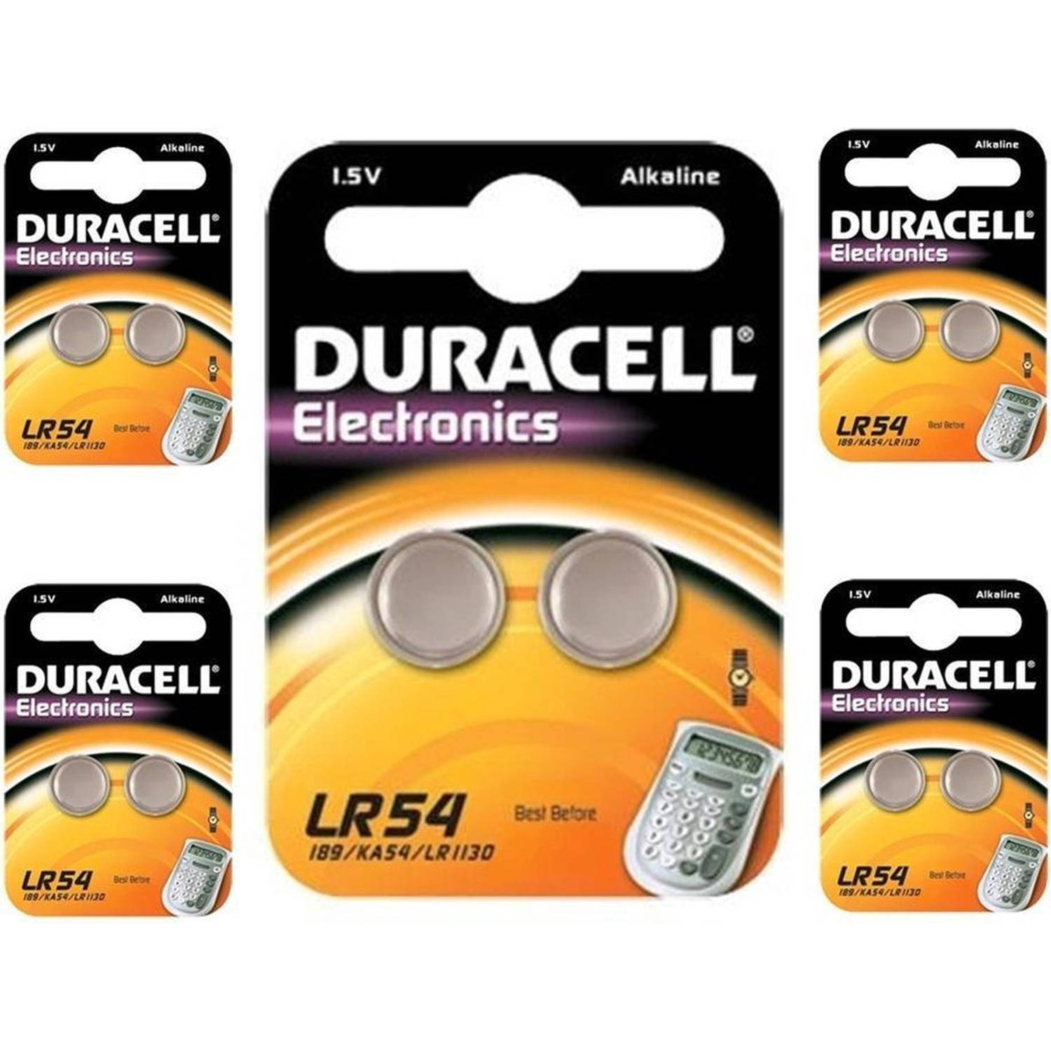 Duracell 10 Stuks (5 Blisters A 2st) - G10 / Lr54 / 189 / Ag10 Alkaline Knoopcel Batterij