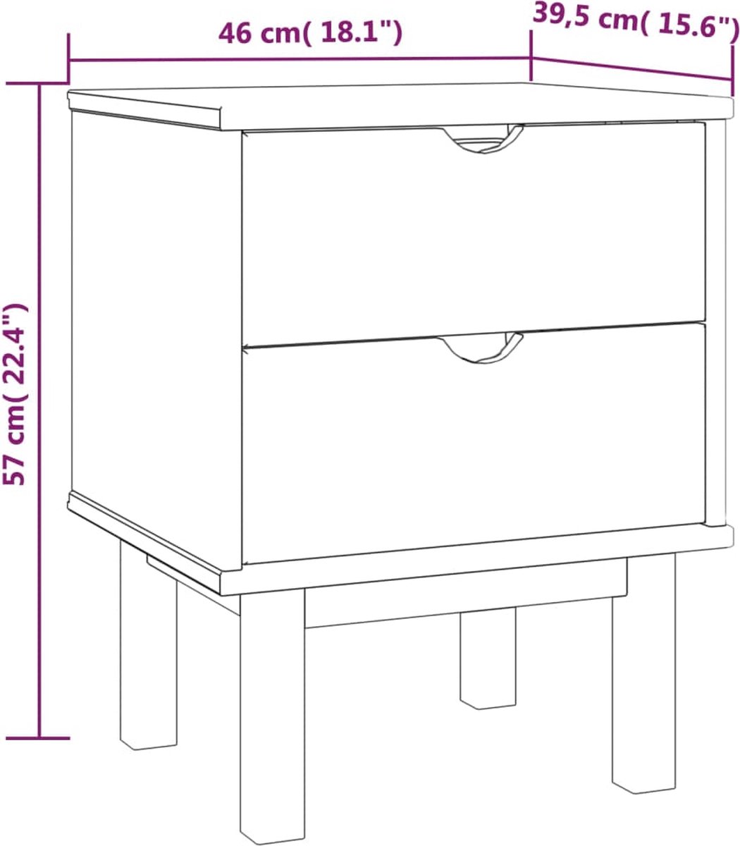 Vidaxl Nachtkastje 46x39,5x57 Cm Massief Grenenhout - Bruin