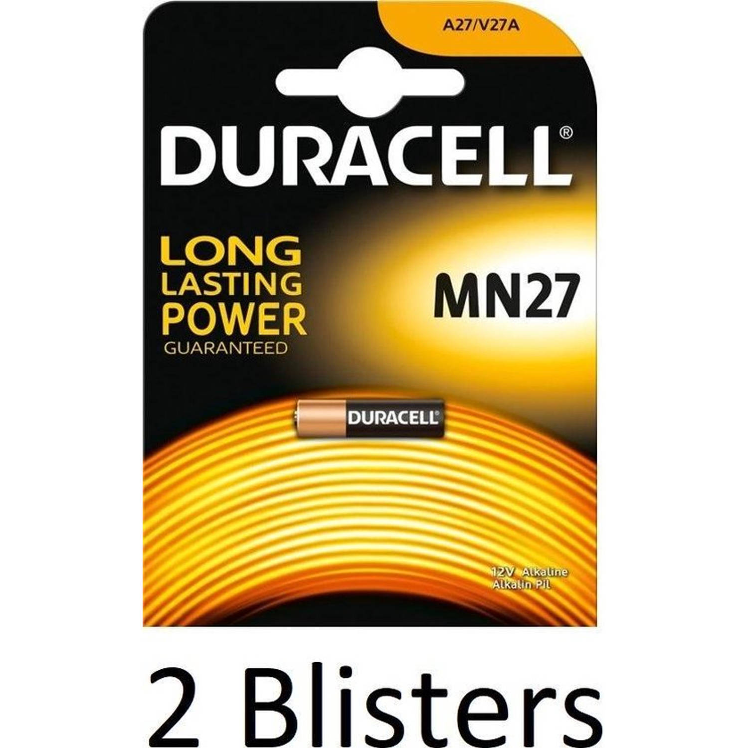 Duracell 2 Stuks (2 Blisters A 1 St) Mn27 - Gp27a - A27 - L828 12v Alkaline Batterij