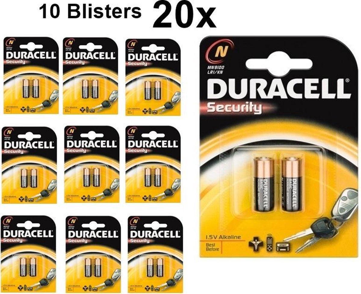 Duracell 20 Stuks (10 Blisters A 2st) - Lr1 / N / E90 / 910a 1,5 V Alkaline Batterij (Duo Pack)