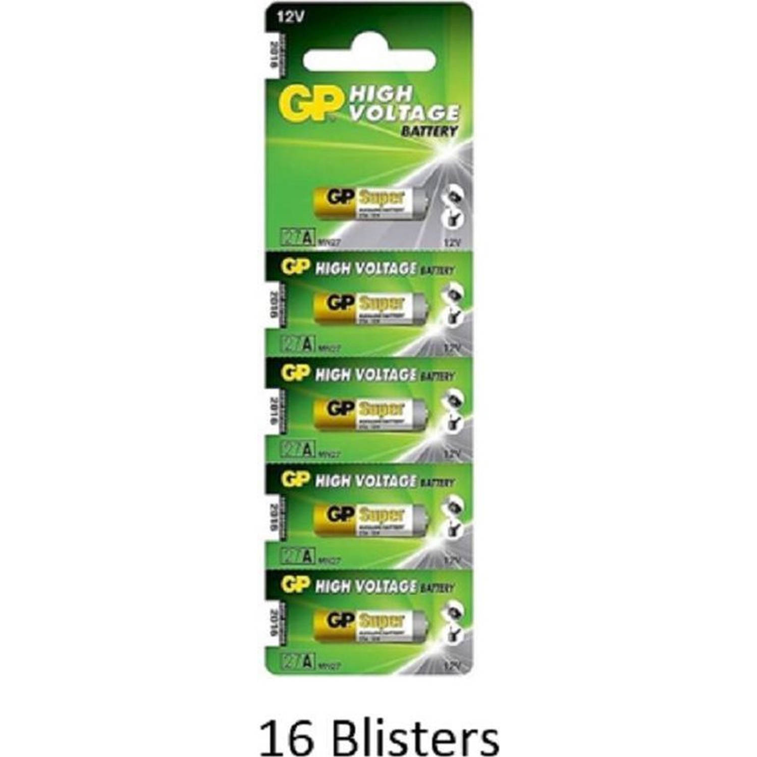 GP 80 Stuks (16 Blisters A 5 Stuks) Alkaline Super Batterij 27a 12v