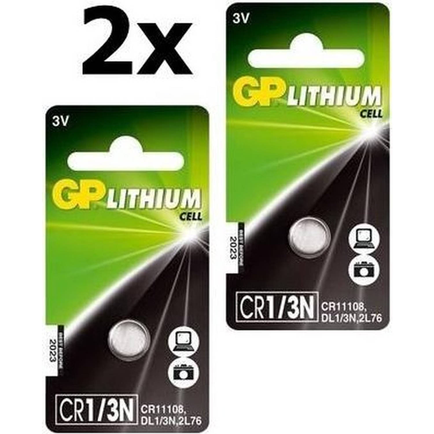 GP 2 Stuks Cr 1/3 N 6131 170mah 3v Knoopcelbatterij