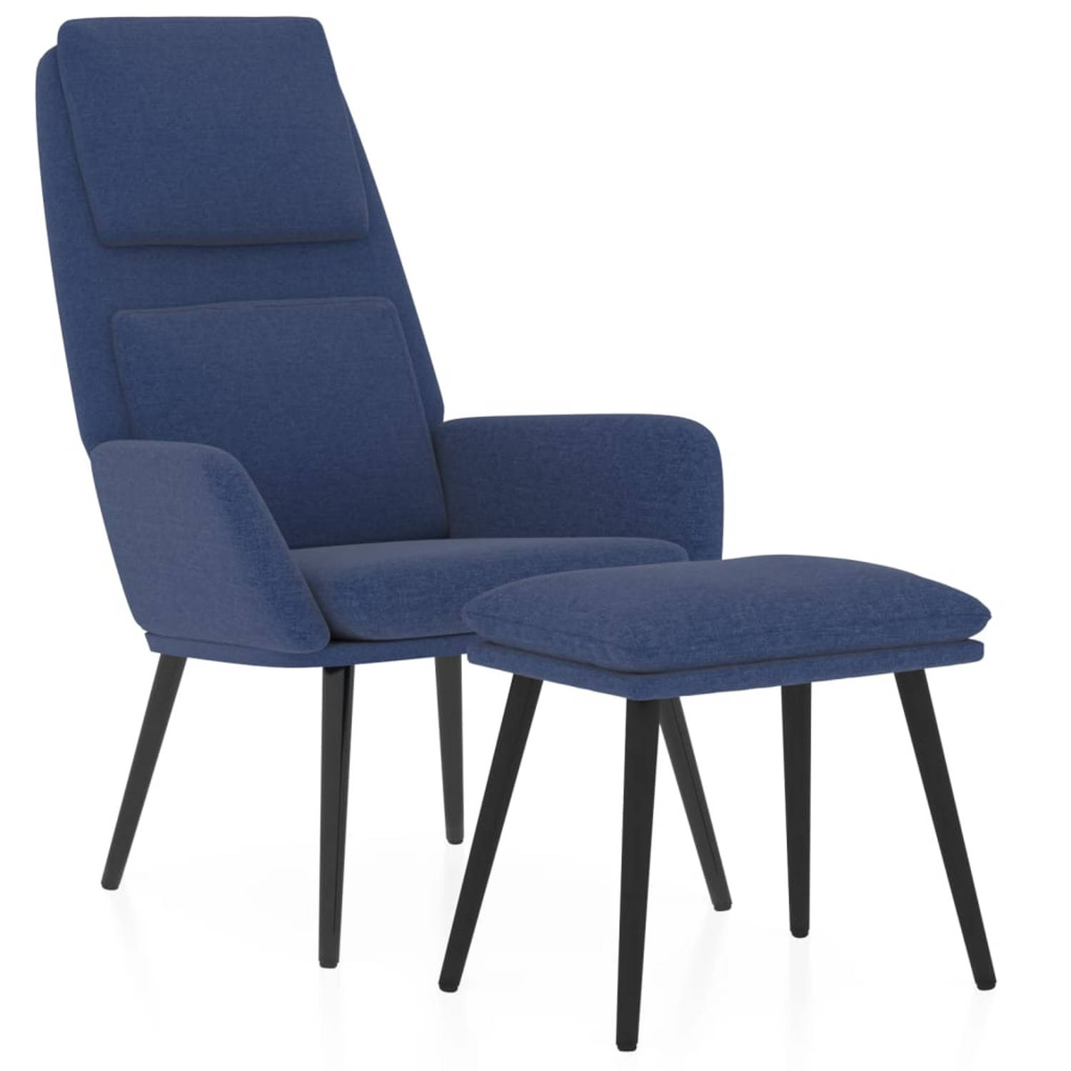 Vidaxl Relaxstoel Met Voetenbank Stof - Blauw