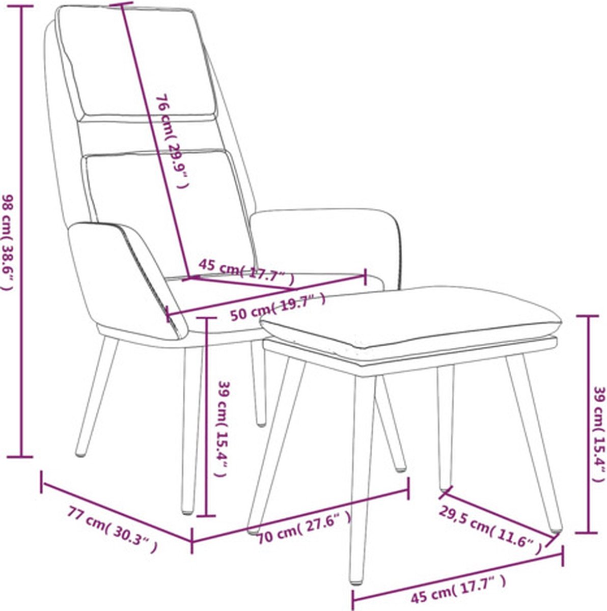 Vidaxl Relaxstoel Met Voetenbank Stof Donker - Grijs