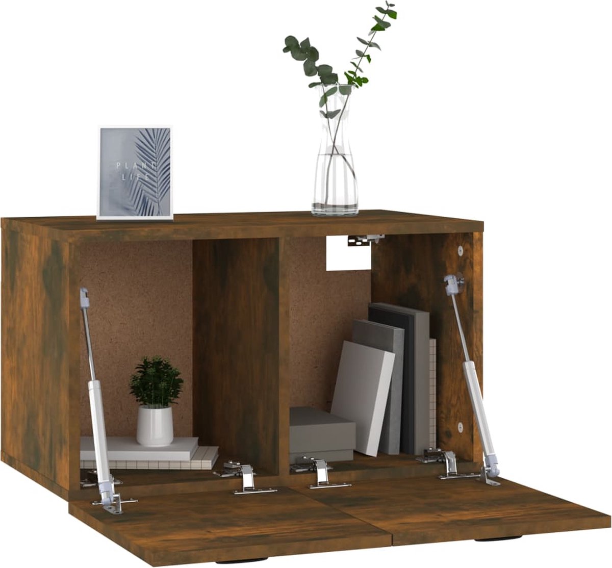 Vidaxl Wandkast 60x36,5x35 Cm Bewerkt Hout Gerookt Eikenkleurig - Bruin