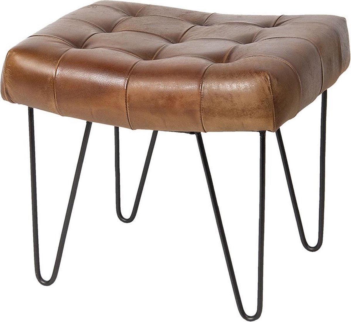 Clayre & Eef Hocker 58x48x48 cm Ijzer Rechthoek Poef - Bruin