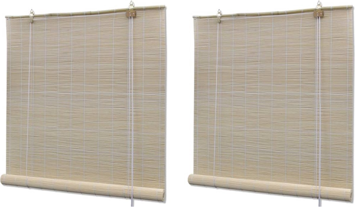 vidaXL Rolgordijnen 2 st 120x160 cm bamboe natuurlijk - Beige