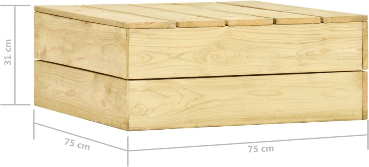 vidaXL Tuintafel 75x75x31 cm geïmpregneerd grenenhout - Bruin