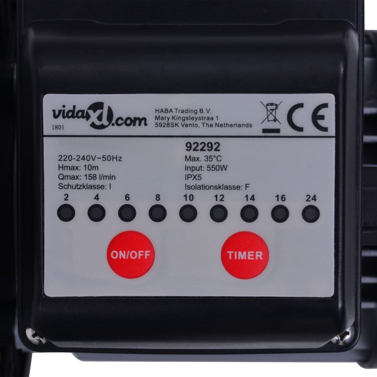 vidaXL Zandfilterpomp met timer 550 W 50 L - Blauw