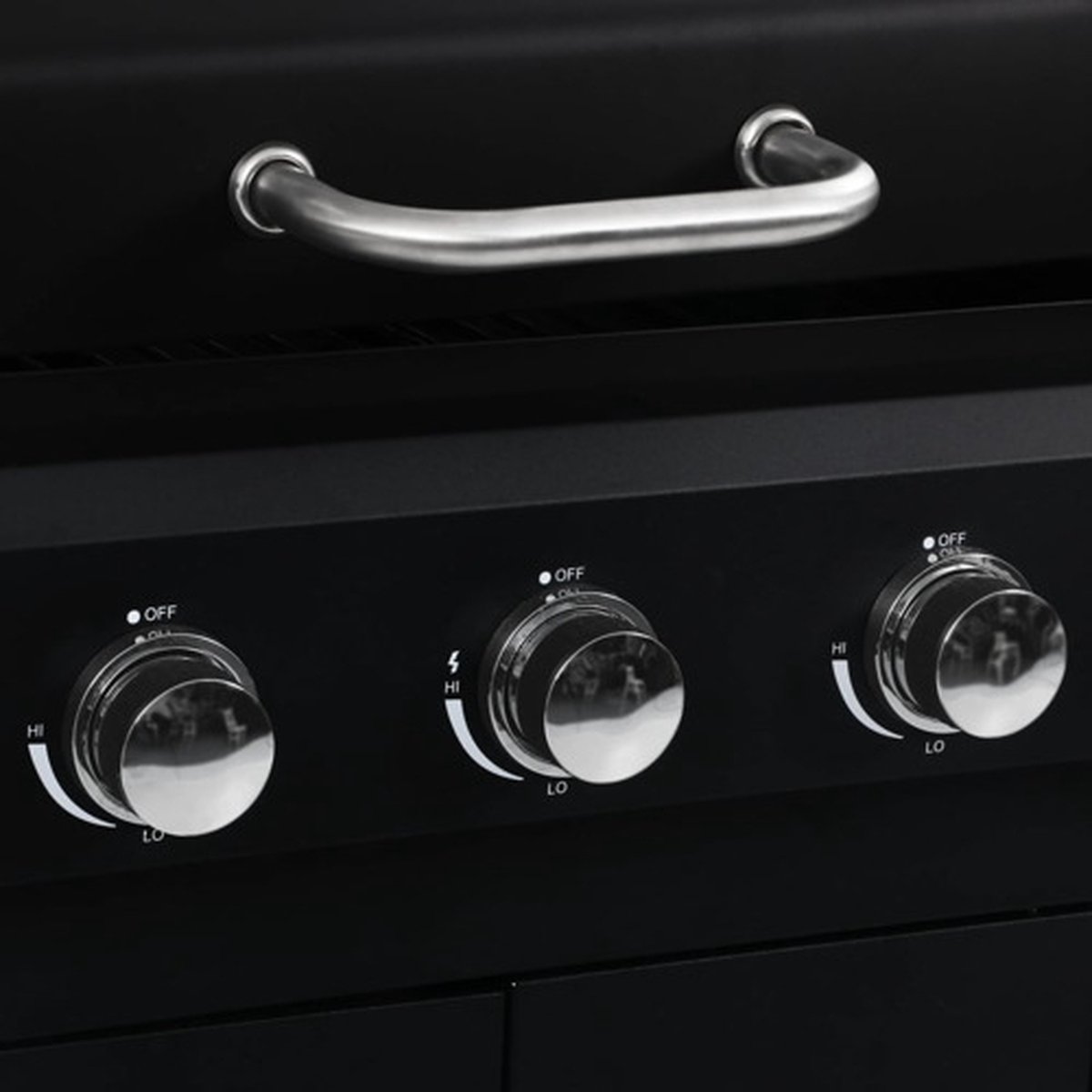 vidaXL Gas-/houtskoolbarbecue met 3 branders - Zwart