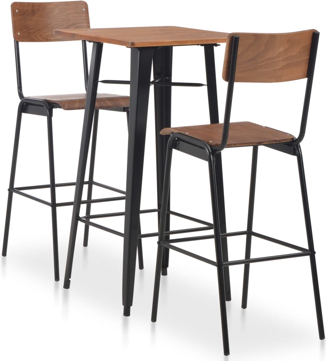 vidaXL 3-delige Barset staal zwart - Bruin