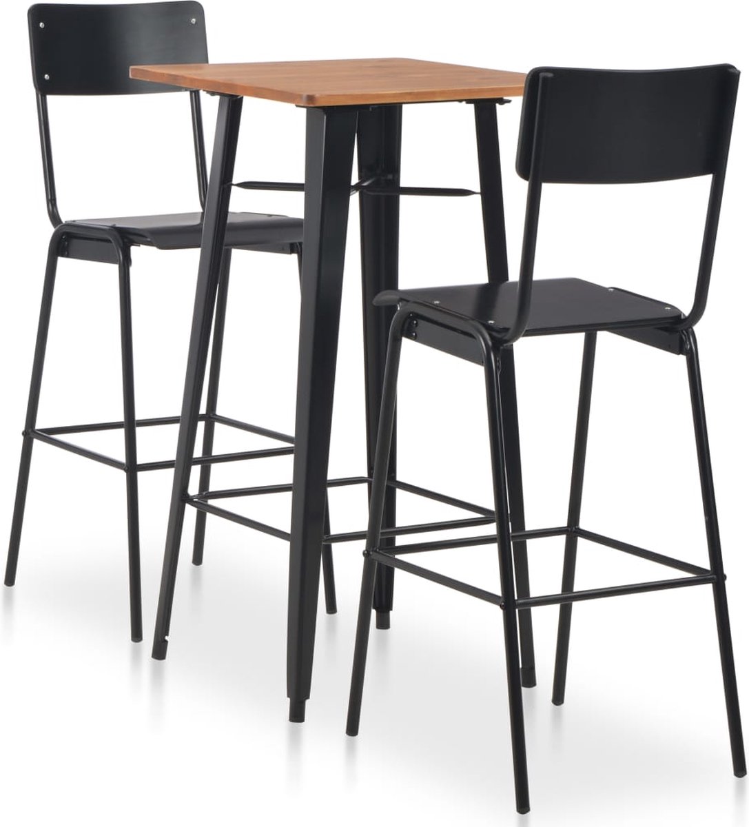 vidaXL 3-delige Barset staal - Zwart