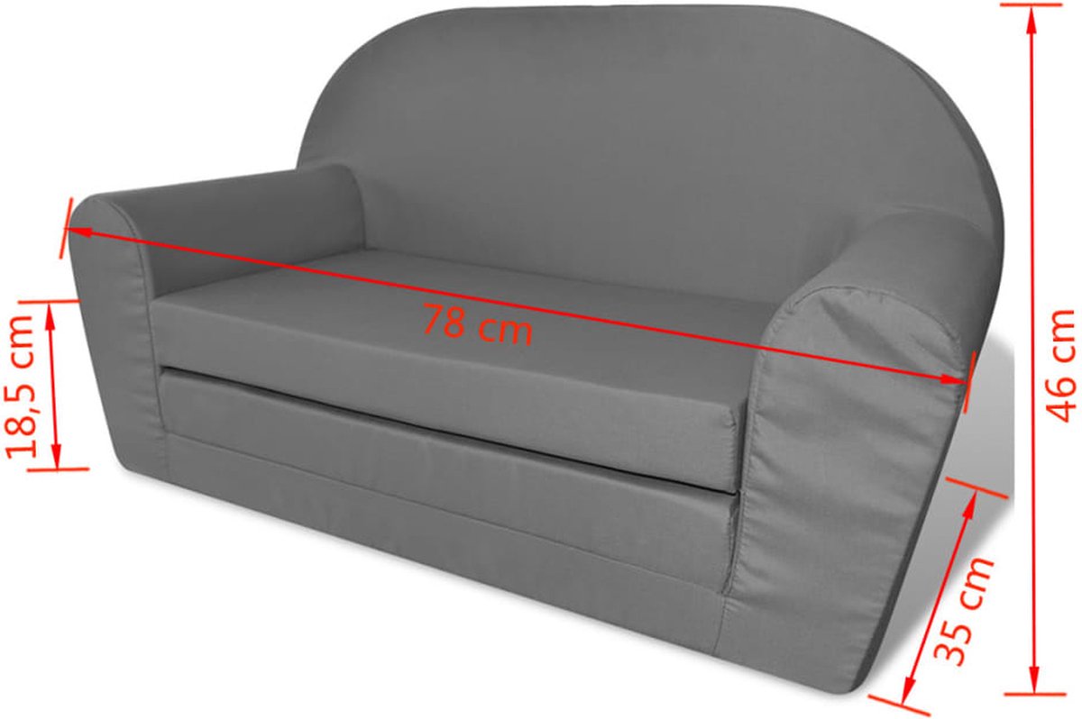 vidaXL Loungestoel voor kinderen uitklabaar - Grijs