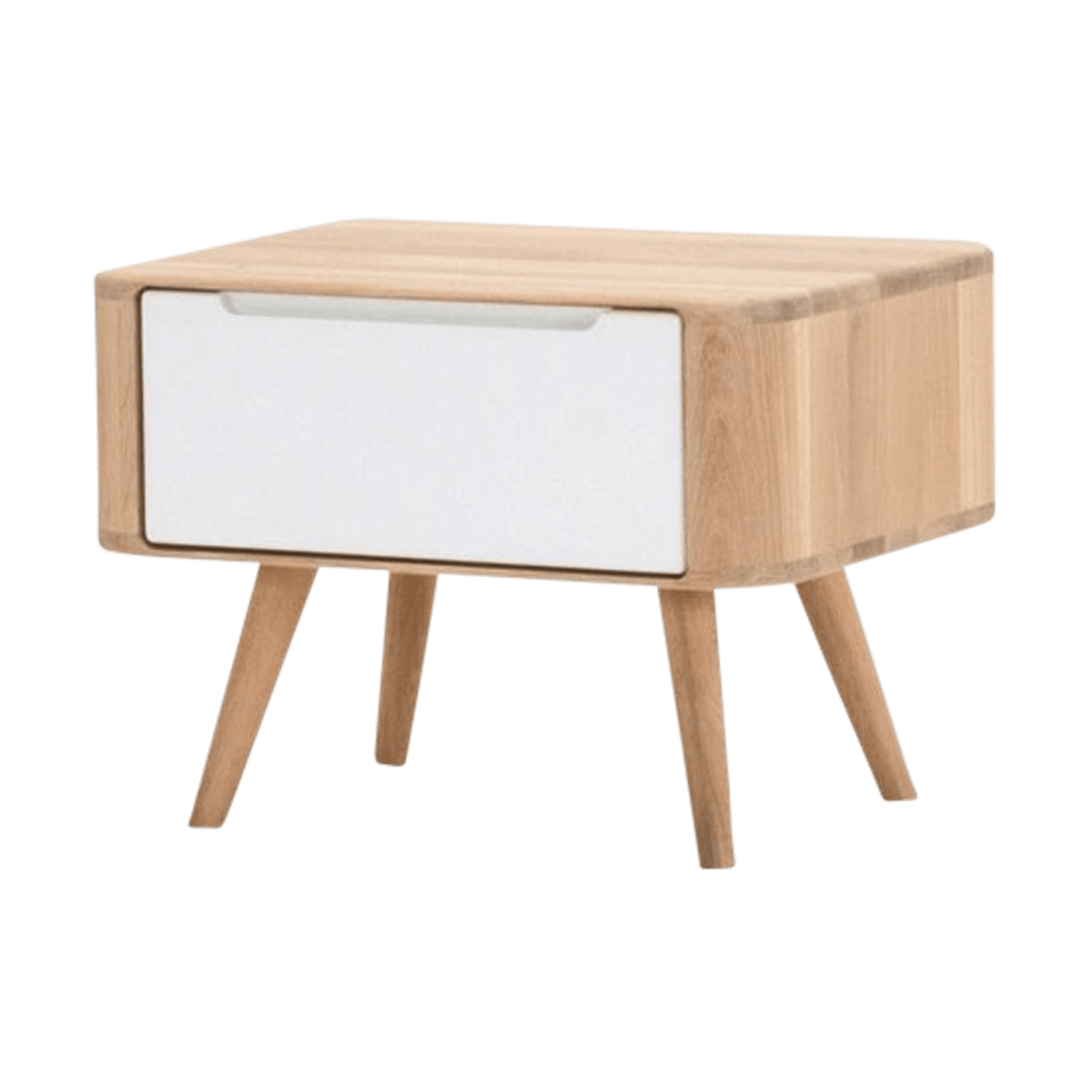 Gazzda Ena nightstand 55 houten nachtkastje whitewash - 1 lade - Bruin
