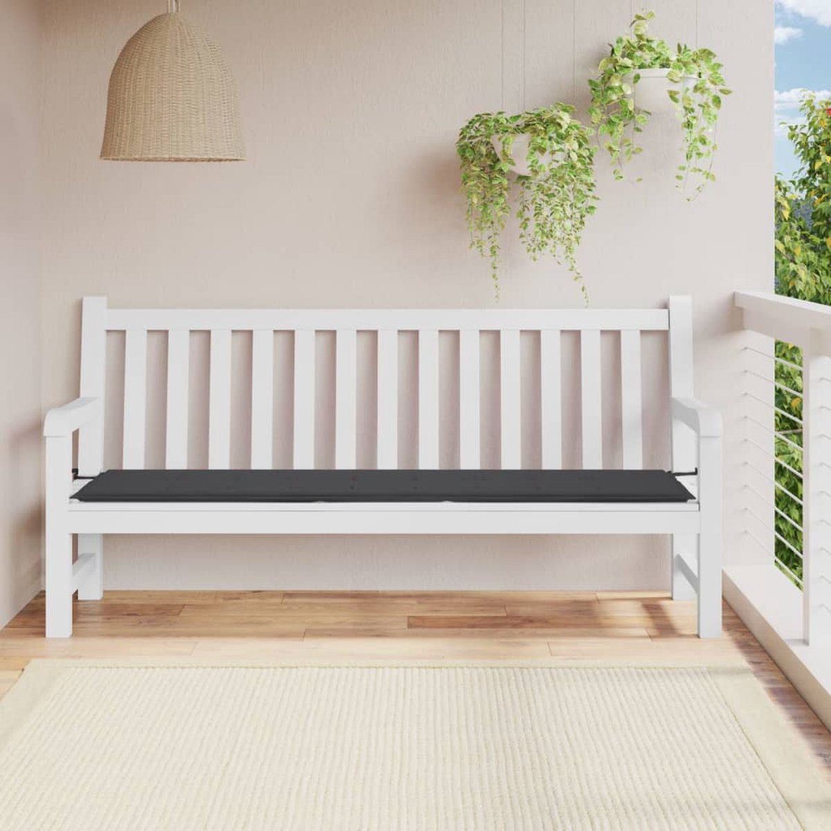 vidaXL Tuinbankkussen 200x50x3 cm antracietkleurig - Grijs