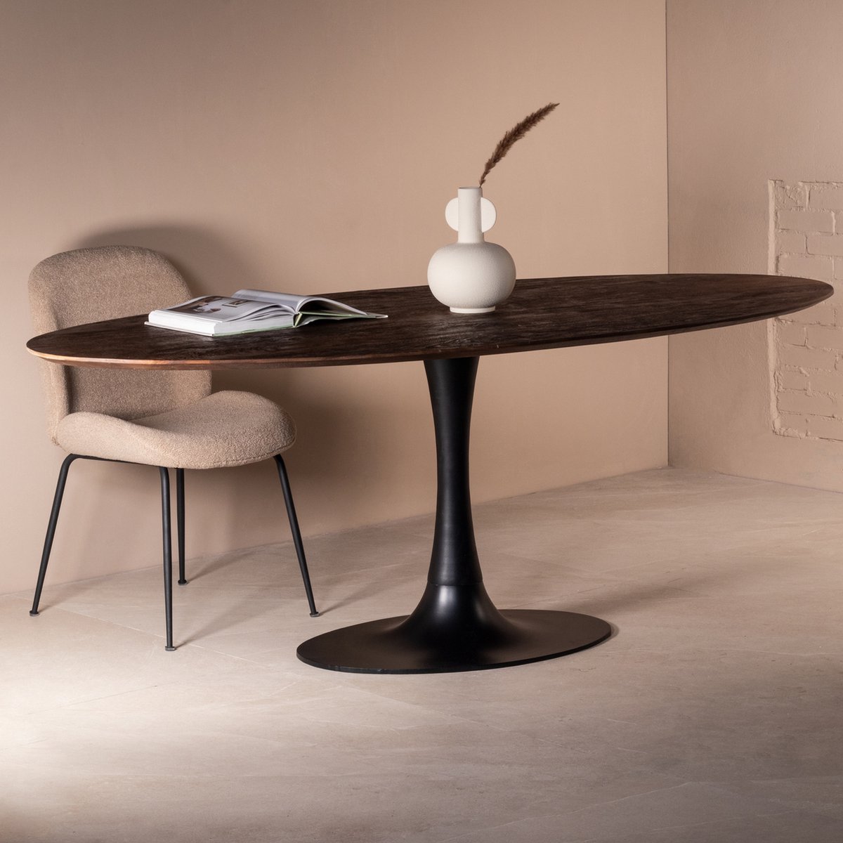 Giga Meubel Eettafel - Ovaal 200cm - O-poot - Tafel Ziggy - Bruin
