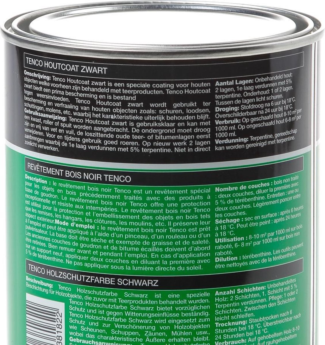 Tenco Houtcoat - Teervrij 1 l - Zwart