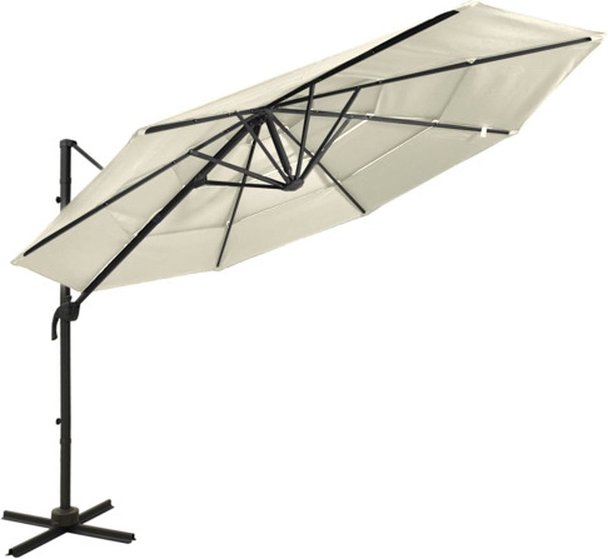 vidaXL Parasol 4-laags met aluminium paal 3x3 m zandkleurig - Beige