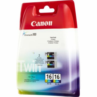 Canon Inktcartridge 3-kleuren 2-pack 2x7.5ml BCI-16CL Replace: N/A