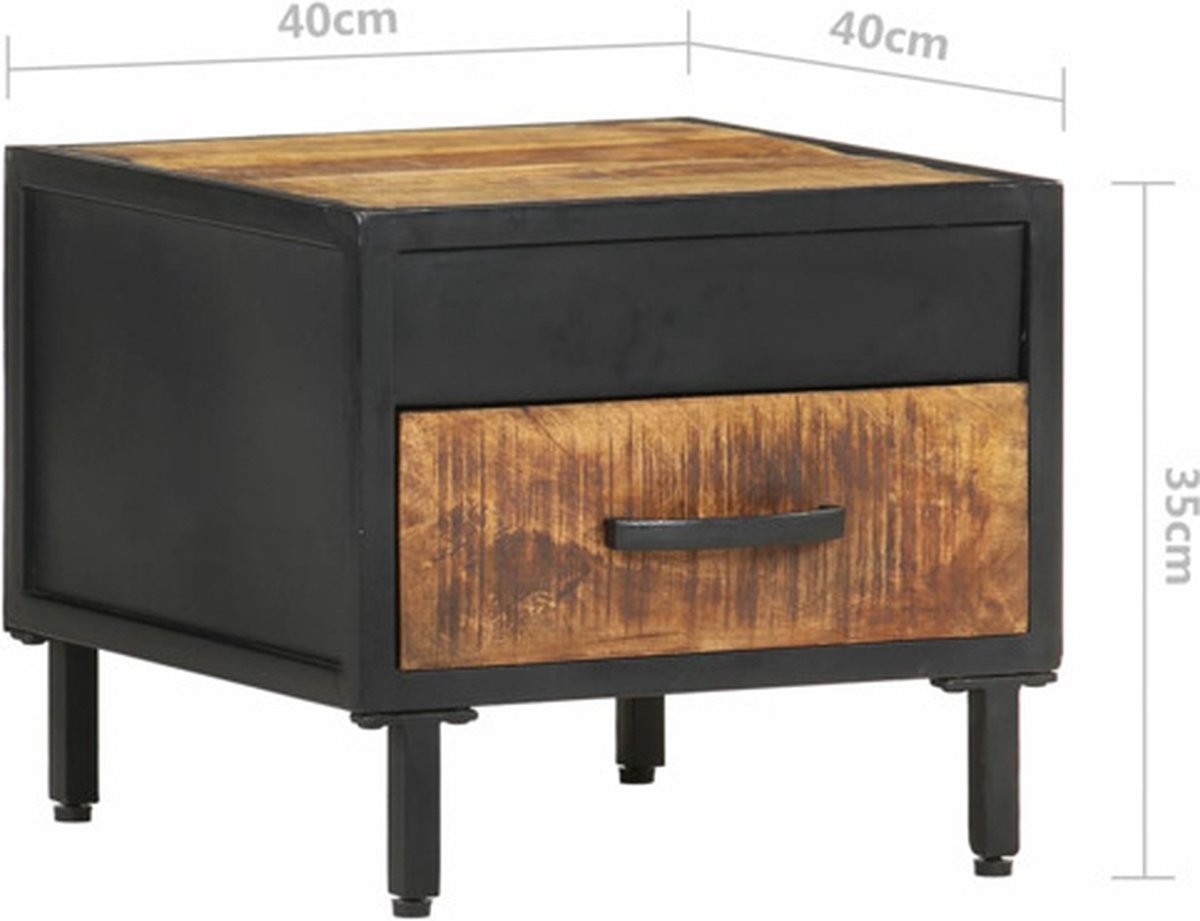 vidaXL Nachtkastje 40x40x35 cm ruw mangohout - Bruin