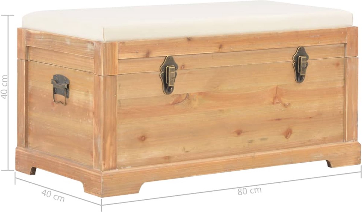 vidaXL Opslagkist met kussen 80x40x40 cm MDF - Bruin