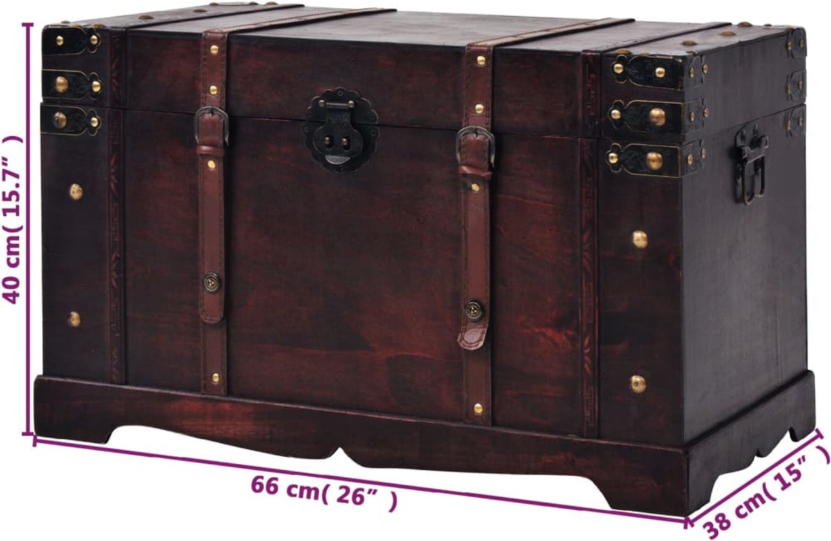 vidaXL Schatkist vintage stijl 66x38x40 cm hout - Bruin