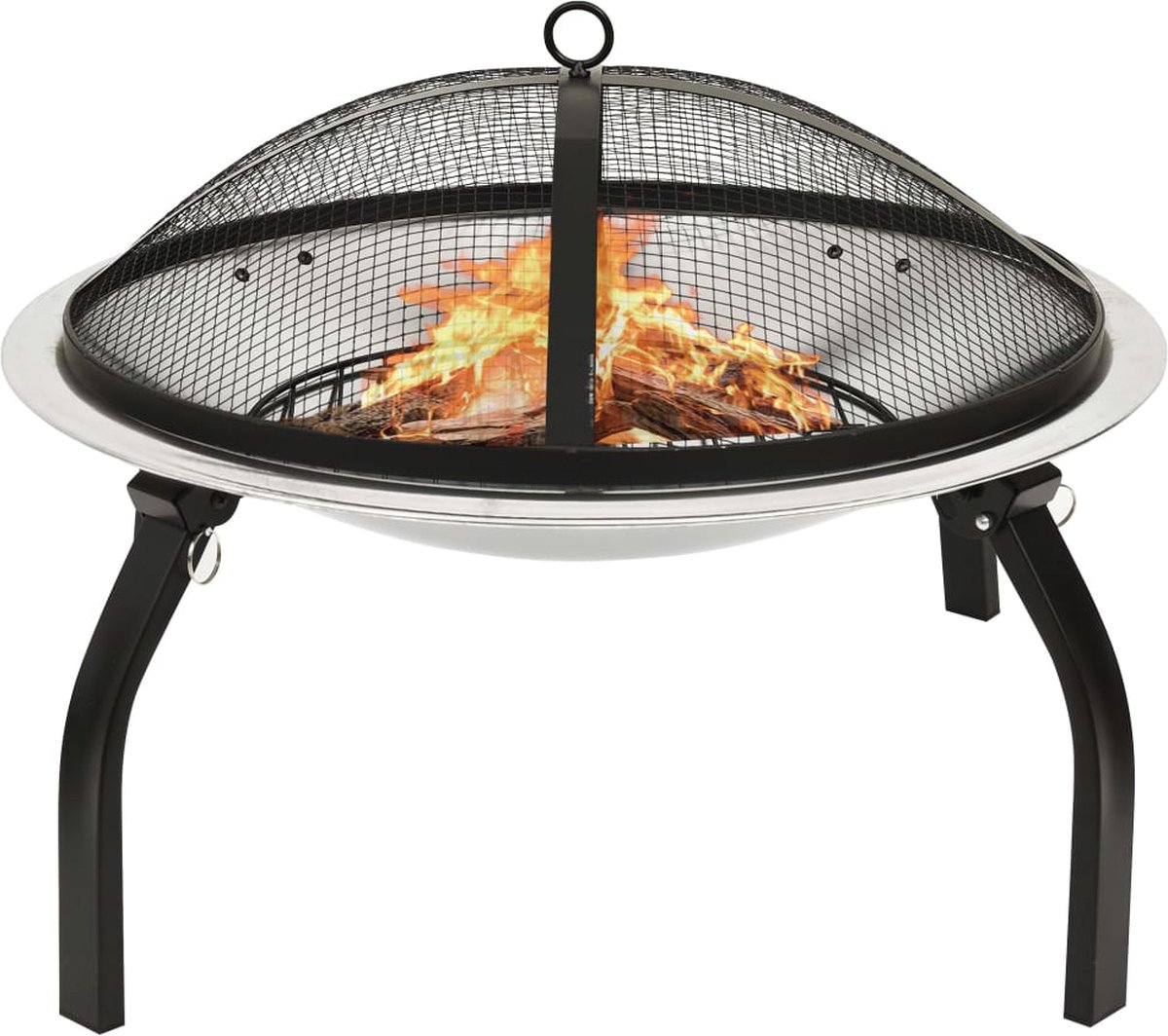 vidaXL Vuurplaats en barbecue 2-in-1 met pook 56x56x49 cm rvs - Plata