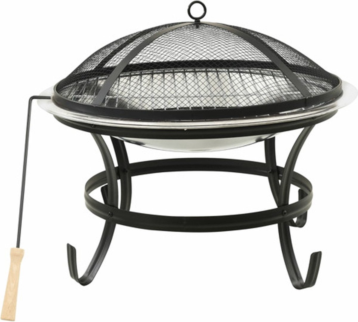 vidaXL Vuurplaats en barbecue 2-in-1 met pook 56x56x49 cm rvs - Plata