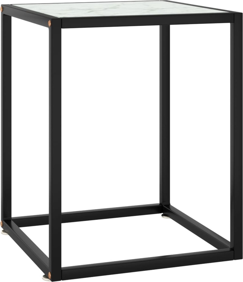 vidaXL Salontafel met wit marmerglas 40x40x50 cm - Negro