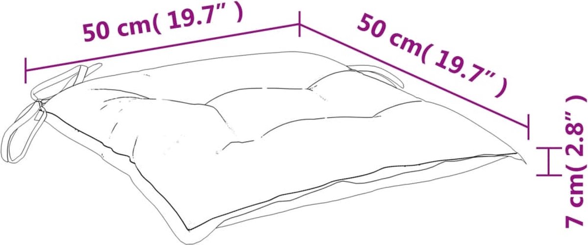 vidaXL Stoelkussens 4 st 50x50x7 cm stof - Grijs