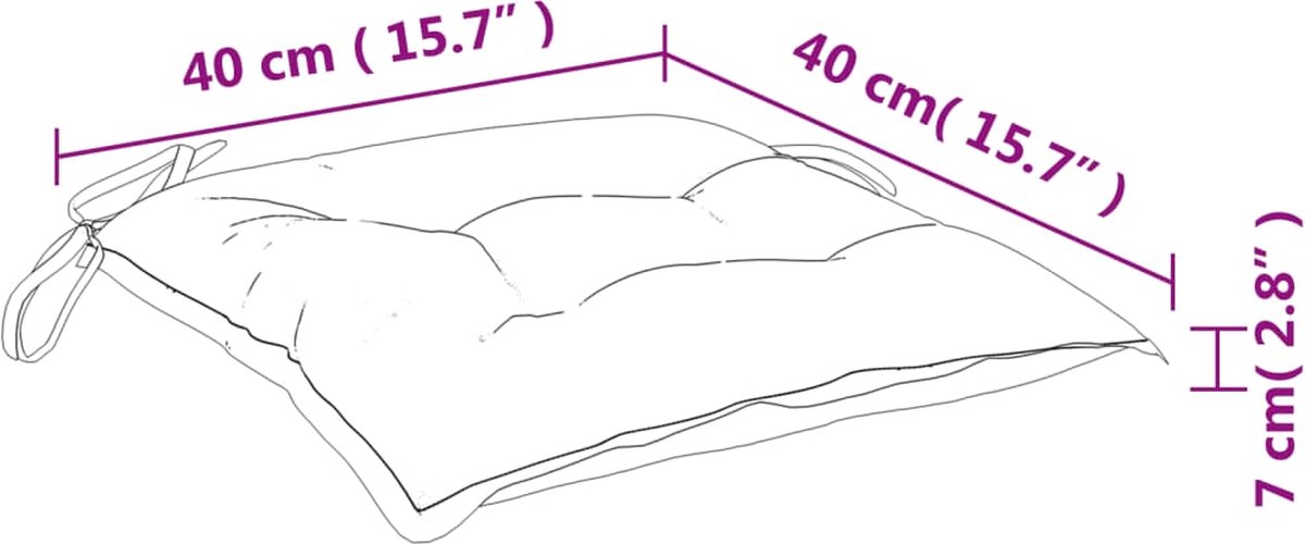 vidaXL Stoelkussens 4 st 40x40x7 cm stof - Grijs