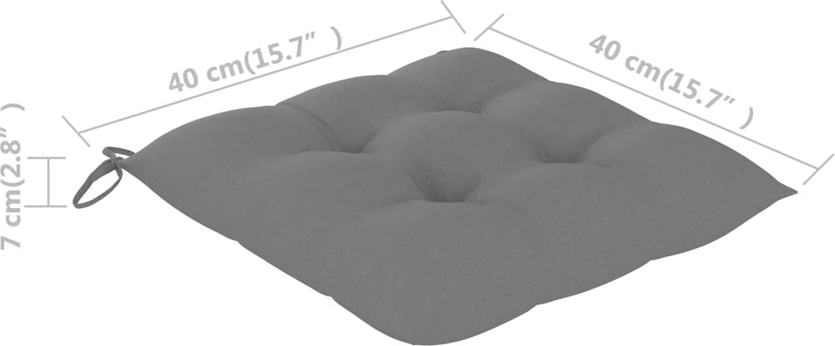 vidaXL Stoelkussens 4 st 40x40x7 cm stof - Grijs